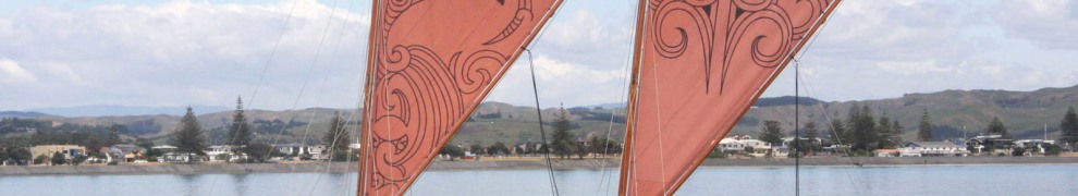 A traditional Maori waka sailing vessel